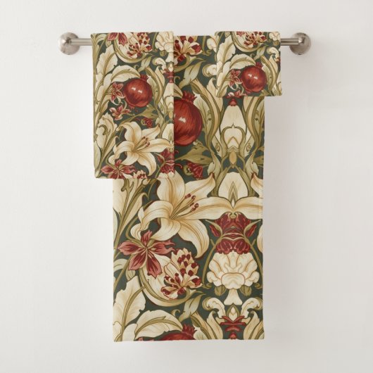William Morris Lily and Pomegranate Floral pattern Bad Handdoek (Insitu)