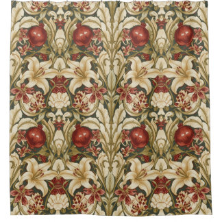 William Morris Lily and Pomegranate Floral pattern Douchegordijn