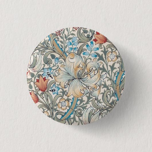 William Morris Lily Art Button (Voorkant)