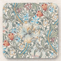 William Morris Lily Art Nouveau Beverage Coaster