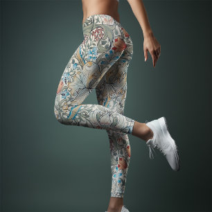 William Morris Lily Art Nouveau bloempatroon been Leggings