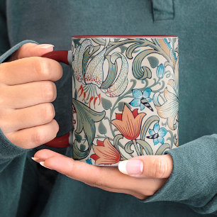 William Morris Lily Art Nouveau Bloempatroon Twee Tweekleurige Koffiemok