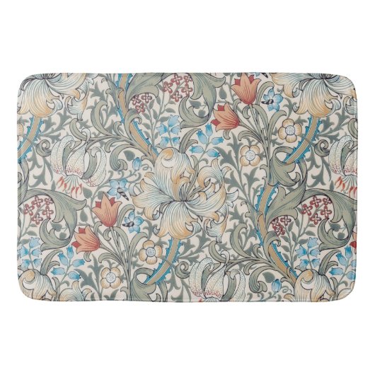 William Morris Lily Art Nouveau Floral Bath Mat (Voorkant)