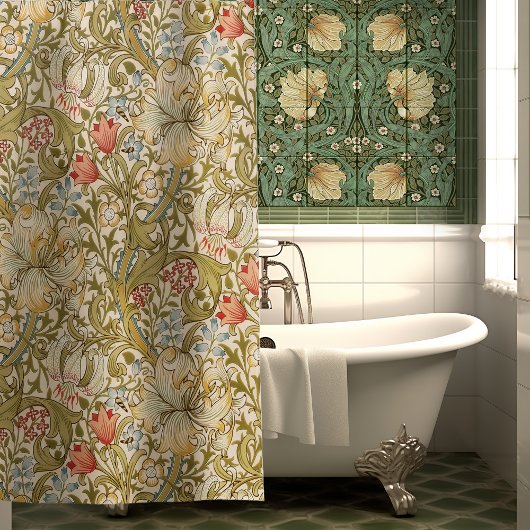 William Morris Lily Art Nouveau Floral Douchegordijn