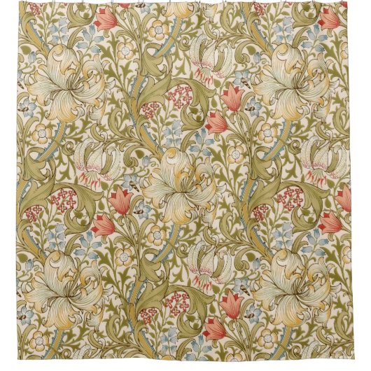 William Morris Lily Art Nouveau Floral Douchegordijn (Voorkant)