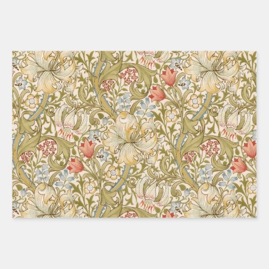 William Morris Lily Art Nouveau Floral Inpakpapier Vel (Voorkant 3)