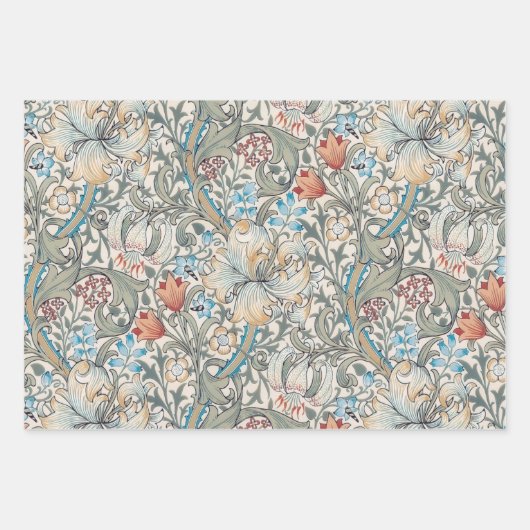 William Morris Lily Art Nouveau Floral Inpakpapier Vel (Voorkant)
