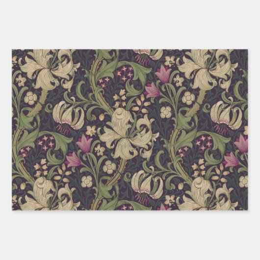 William Morris Lily Art Nouveau Floral Inpakpapier Vel (Voorkant 2)