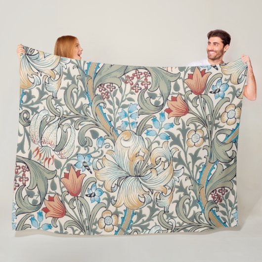 William Morris Lily Art Nouveau Floral Pattern Fle Fleece Deken (In situ)