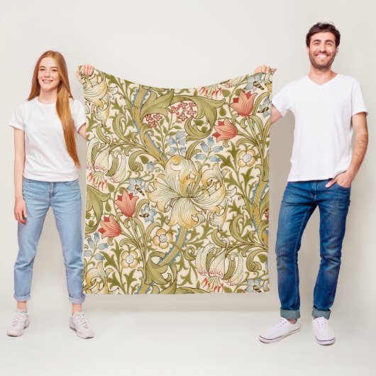 William Morris Lily Art Nouveau Floral Pattern Fleece Deken (In situ)