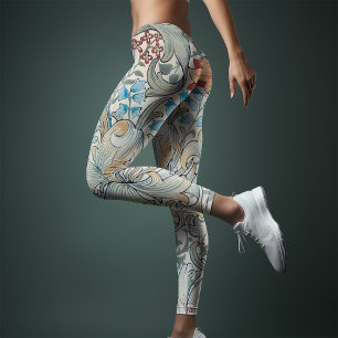 William Morris Lily Art Nouveau Floral Pattern Leggings