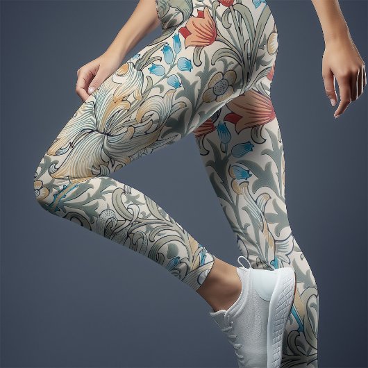 William Morris Lily Art Nouveau Floral Pattern Leggings