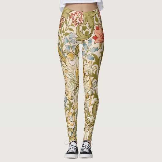 William Morris Lily Art Nouveau Floral Pattern Leggings (Voorkant)