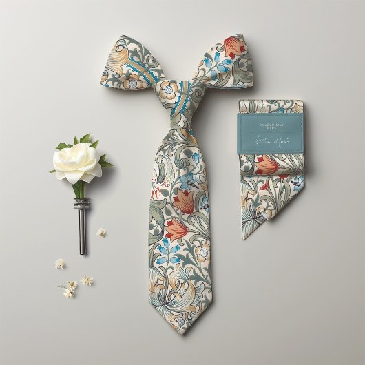 William Morris Lily Art Nouveau Floral Pattern Stropdas