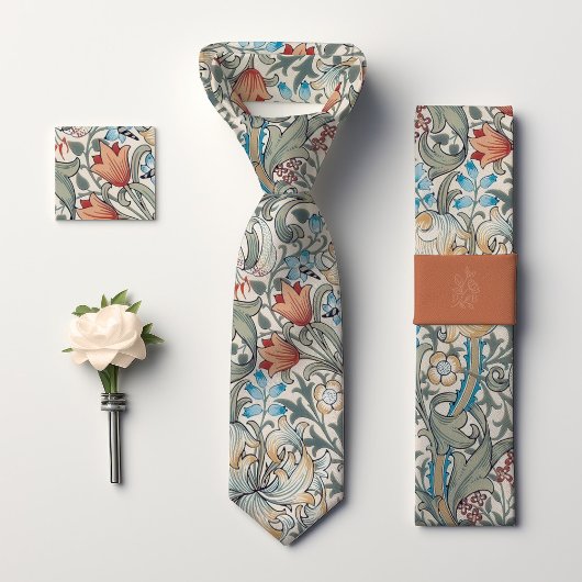 William Morris Lily Art Nouveau Floral Pattern Stropdas