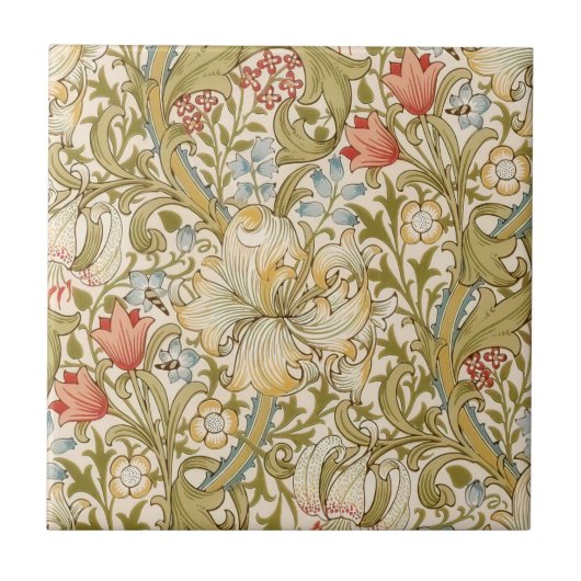 William Morris Lily Art Nouveau Floral Pattern Tegeltje (Voorkant)