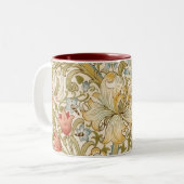 William Morris Lily Art Nouveau Floral Pattern Tweekleurige Koffiemok (Voorkant links)