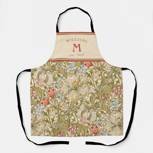 William Morris Lily Art Nouveau Floral Schort (Voorkant)