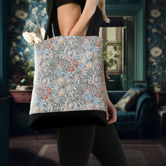 William Morris Lily Art Nouveau Floral Two-Tone Tote Bag