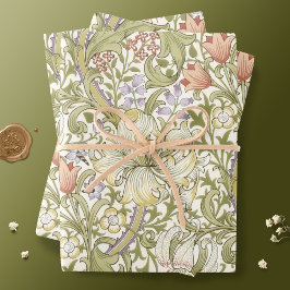 William Morris Lily Art Nouveau Floral Wrapping Pa Inpakpapier Vel