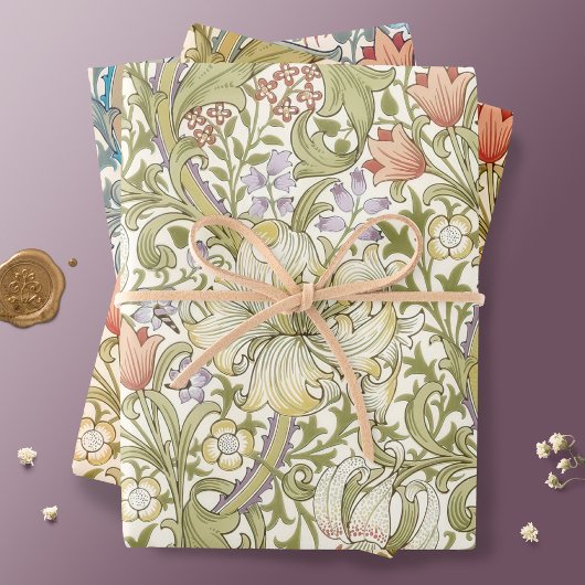 William Morris Lily Art Nouveau Floral Wrapping Pa Inpakpapier Vel