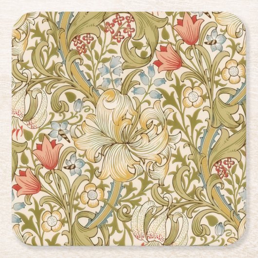William Morris Lily Art Nouveau Kartonnen Onderzetters (Voorkant)
