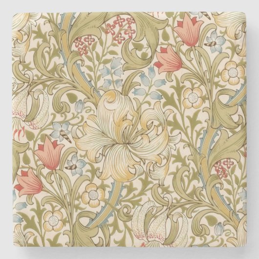 William Morris Lily Art Nouveau Stenen Onderzetter (Voorkant)