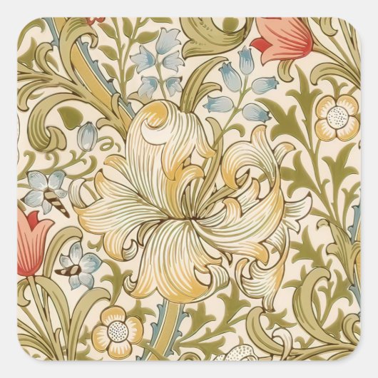 William Morris Lily Art Nouveau Vierkante Sticker (Voorkant)