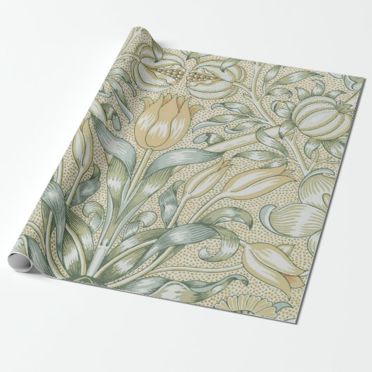 William Morris Lily en Granaatappel Bloem Classic Cadeaupapier (Uitgerold)