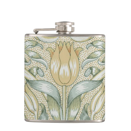 William Morris Lily en Granaatappel Bloem Classic Heupfles (Voorkant)