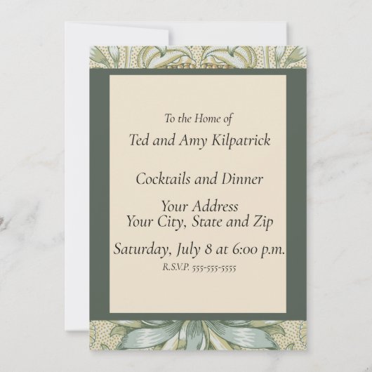 William Morris Lily en Granaatappel Bloem Classic Kaart (Achterkant)