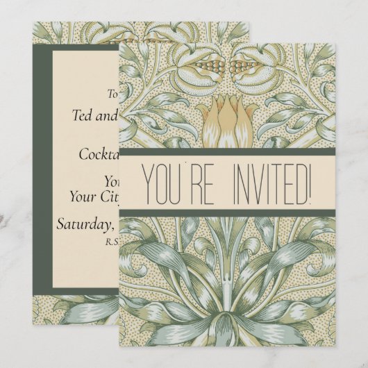 William Morris Lily en Granaatappel Bloem Classic Kaart (Voorkant / Achterkant)