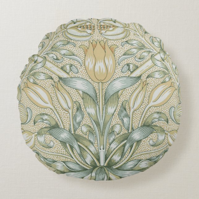William Morris Lily en Granaatappel Bloem Classic Rond Kussen (Voorkant)