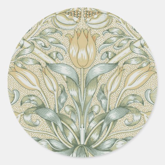 William Morris Lily en Granaatappel Bloem Classic Ronde Sticker (Voorkant)