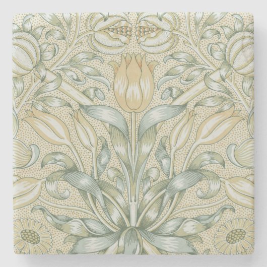 William Morris Lily en Granaatappel Bloem Classic Stenen Onderzetter (Voorkant)