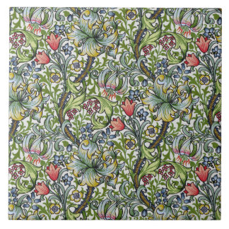 William Morris Lily Floral Chintz Pattern Art Tile Tegeltje