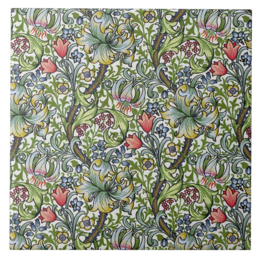 William Morris Lily Floral Chintz Pattern Art Tile Tegeltje (Voorkant)