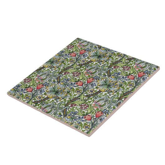 William Morris Lily Floral Chintz Pattern Art Tile Tegeltje (Zijkant)