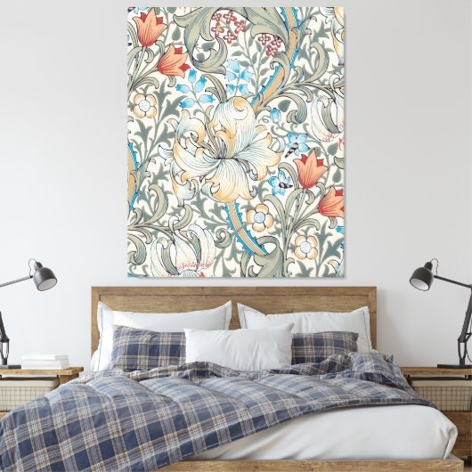 William Morris Lily  Pattern Canvas Print (Insitu (Slaapkamer))