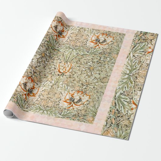 William * Morris Lily  Peach Green | Cadeaupapier (Uitgerold)