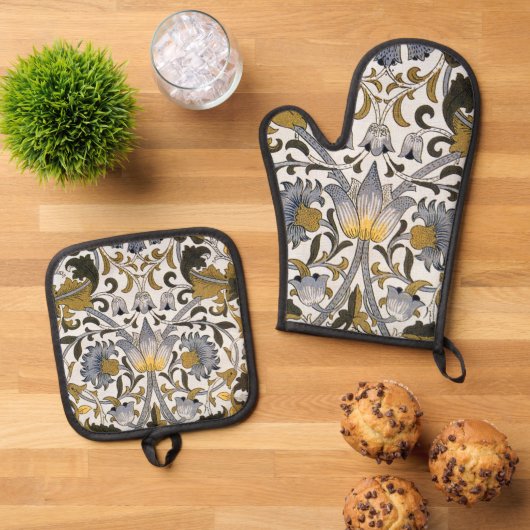 William Morris Lodden bloembloem Ovenwant & Pannenlap Set (Top down)