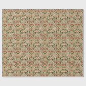 William Morris Lodden Bloemen Bladgroen Roze Cadeaupapier (Vlak)