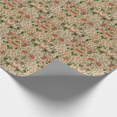 William Morris Lodden Bloemen Bladgroen Roze Cadeaupapier (Hoek)