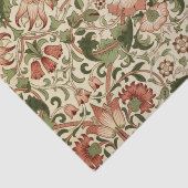 William Morris Lodden Bloemen Bladgroen Roze Tissuepapier (Detail)