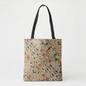 William Morris Lodden Bloemen Bladgroen Roze Tote Bag (Voorkant)