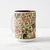 William Morris Lodden Bloemen Bladgroen Roze Tweekleurige Koffiemok (Voorkant links)