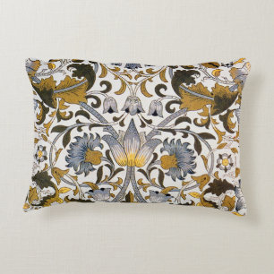 William Morris Lodden Bloempatroon: Blauwe Goud Accent Kussen