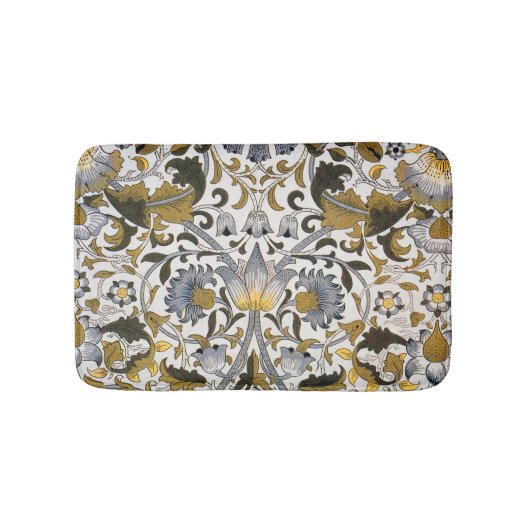 William Morris Lodden Bloempatroon: Blauwe Goud Badmat (Voorkant)