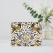 William Morris Lodden Bloempatroon: Blauwe Goud Briefkaart (Staand voorkant)