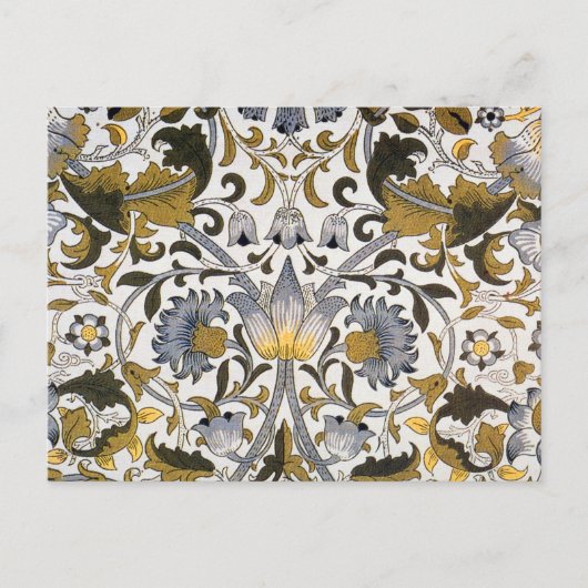 William Morris Lodden Bloempatroon: Blauwe Goud Briefkaart (Voorkant)